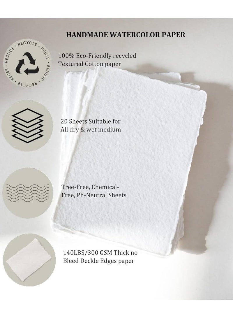 KhpalKar 20 Sheets Cotton Paper A4 Size 300 GSM Handmade Deckle Edge White Color 100% Cotton Papers Ecologically for Greetings Cards Invitations Calligraphy Wedding Stationery and Painting - Image 5